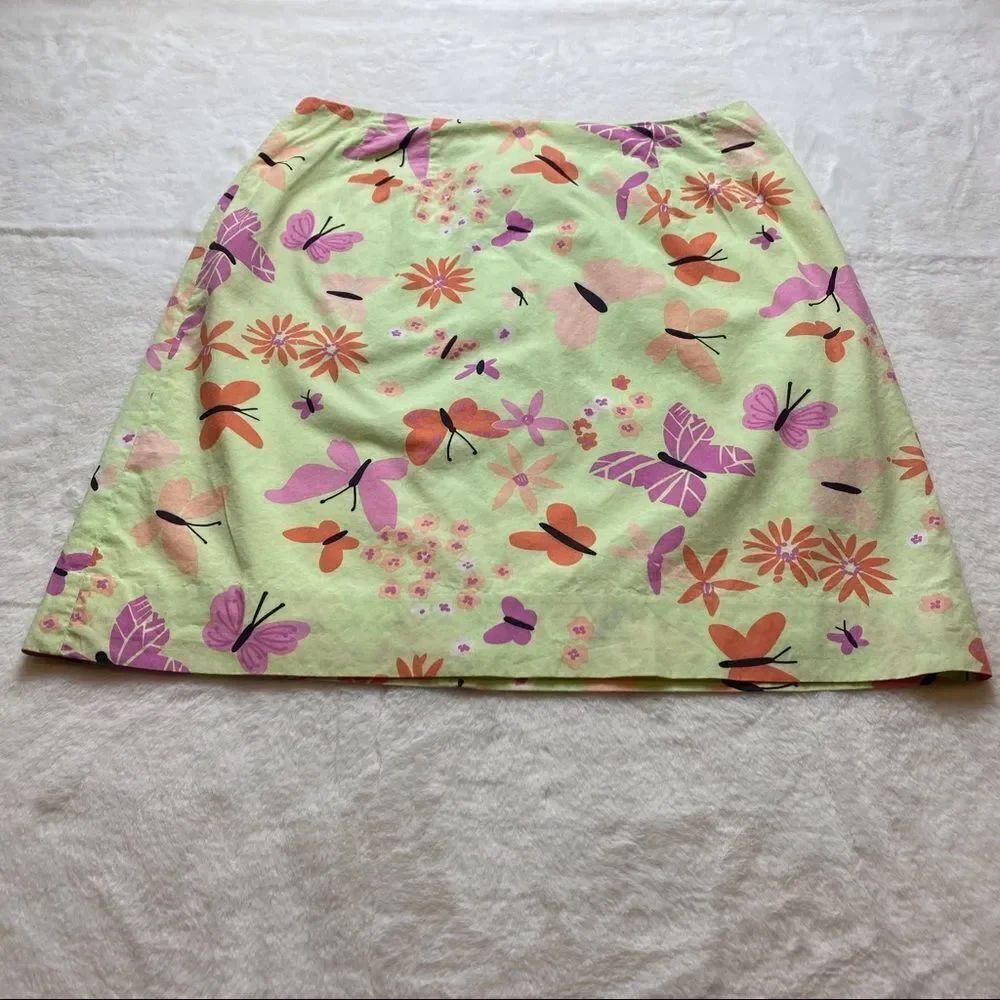 Lilly Pulitzer Floral and Butterfly Cotton Skirt Size 4